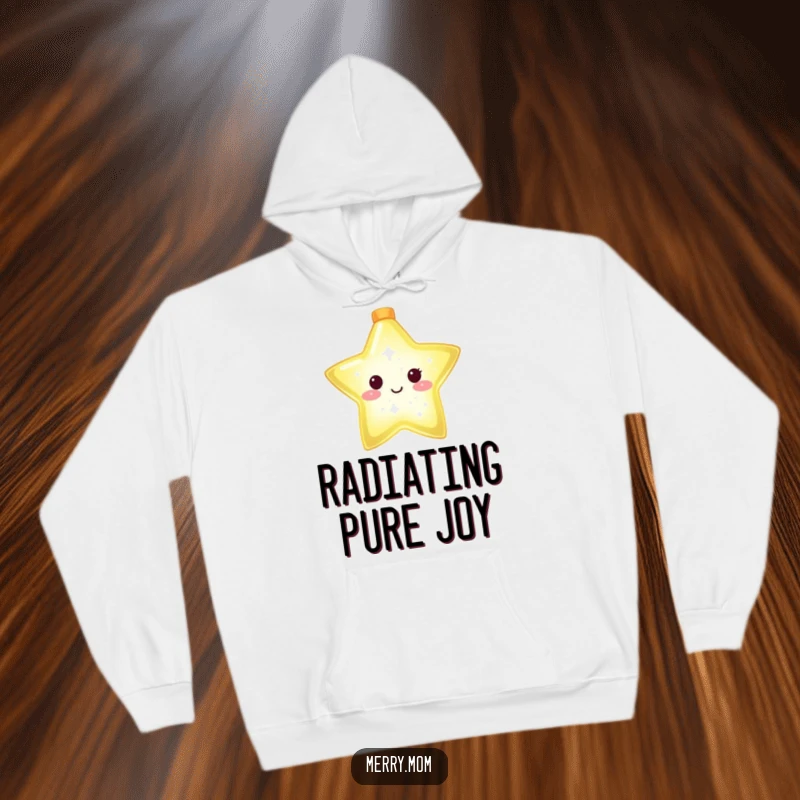 Funny hoodie with a glowing Christmas star character shining brightly, offering comfort and a radiant, celestial vibe.