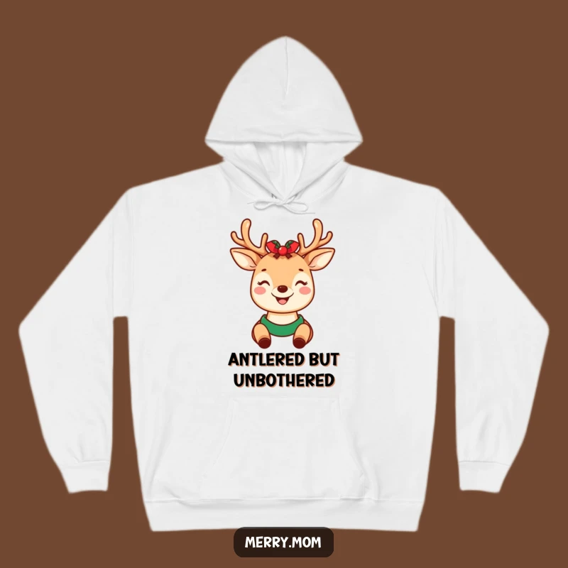 Cozy Funny Hoodie: Kawaii Deer Mom Holiday Antlers - Warm Gift for Moms