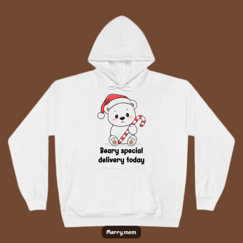 Cozy Funny Polar Bear Candy Cane Hoodie: Warm Christmas Character Apparel, Great Funny Gift