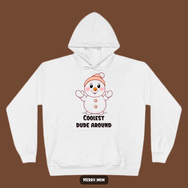 Cozy Funny Snowman Waving Hoodie - Cheerful Winter Character Pullover, Gift