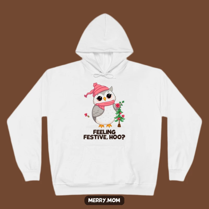 Kawaii Owl Mom Christmas Hoodie - Cozy & Cute Holiday Warmth