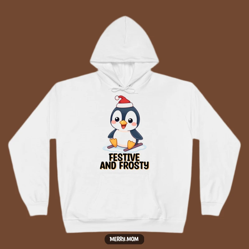 Funny Penguin Slide Hoodie - Cozy Holiday Cheer for Chilly Days Gift
