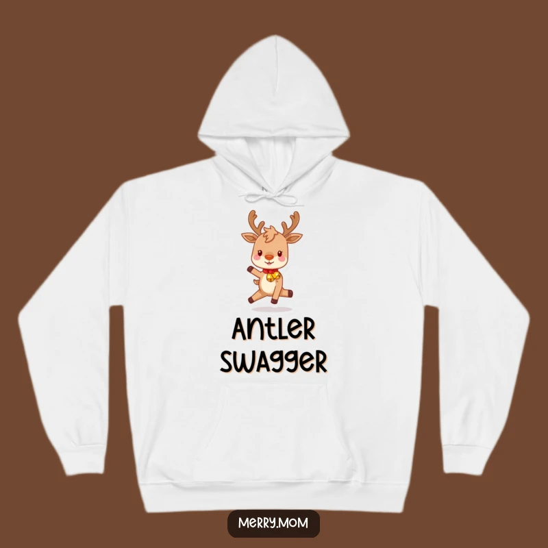 Hoodie: Funny Reindeer Prancing with Bells - Cozy Holiday Cheer!