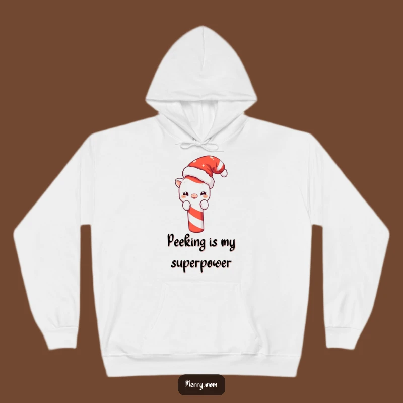 Cozy Funny Creature Hoodie: Festive Santa Hat & Candy Cane Design, Great Gift