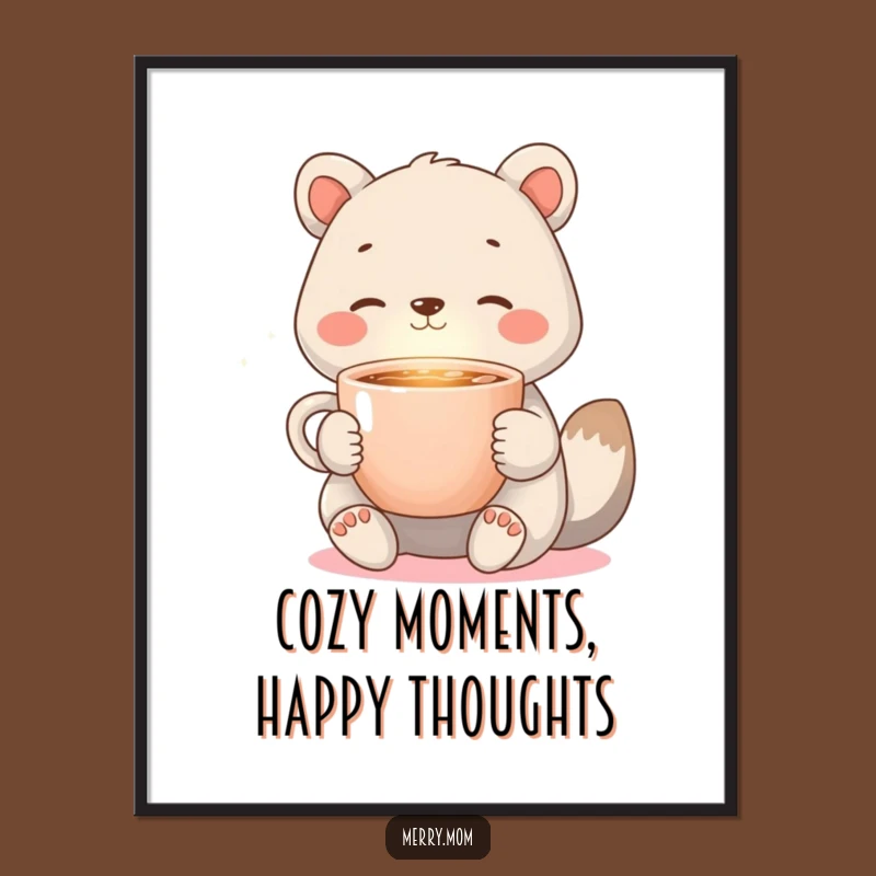 Free Printable Cozy Animal Art: Warm Cocoa Glow Downloadable Decor Gift