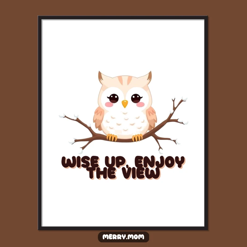 Free Printable Owl Wall Art: Funny Snowy Downloadable Poster for Cozy Decor