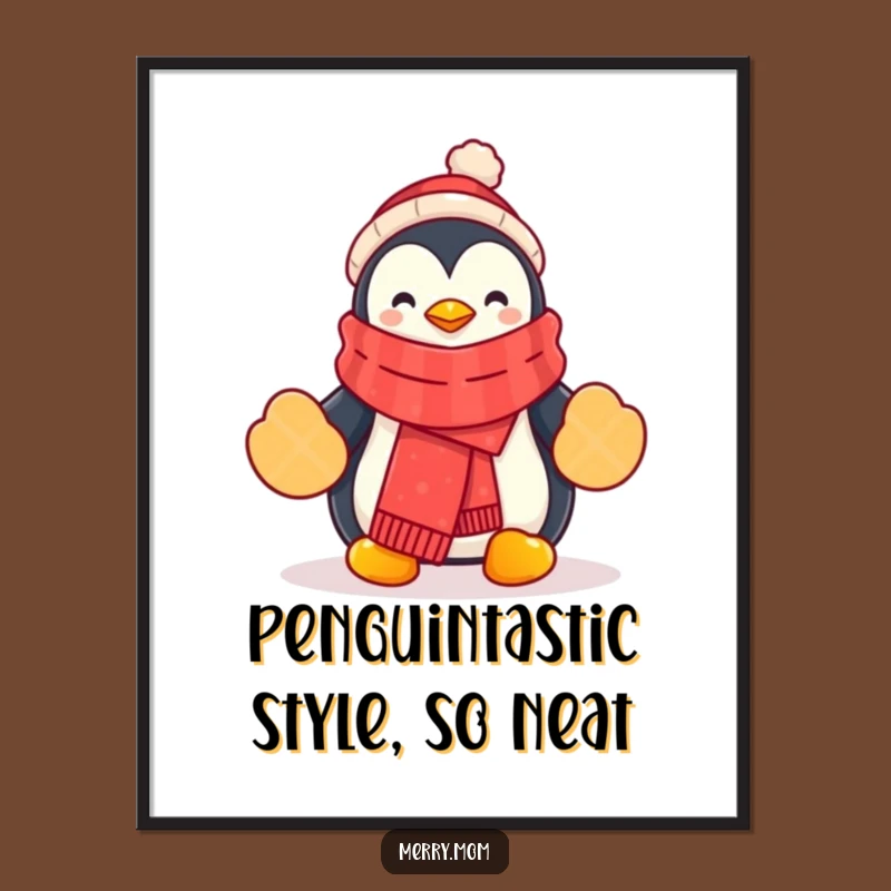 Free Printable Penguin Wall Art: Festive Scarf Downloadable Decor for Winter Vibes