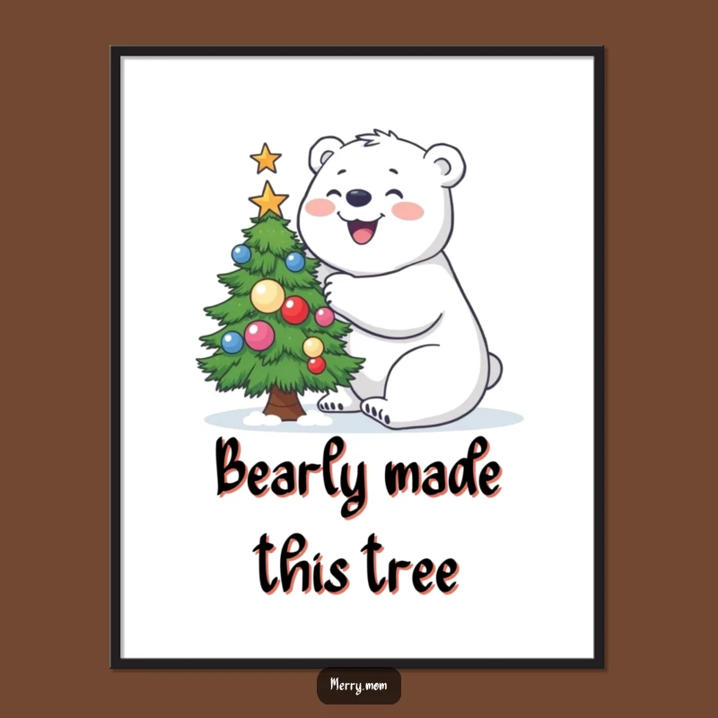 Free Printable Polar Bear Wall Art: Funny Tree Decor Downloadable for Cozy Spaces