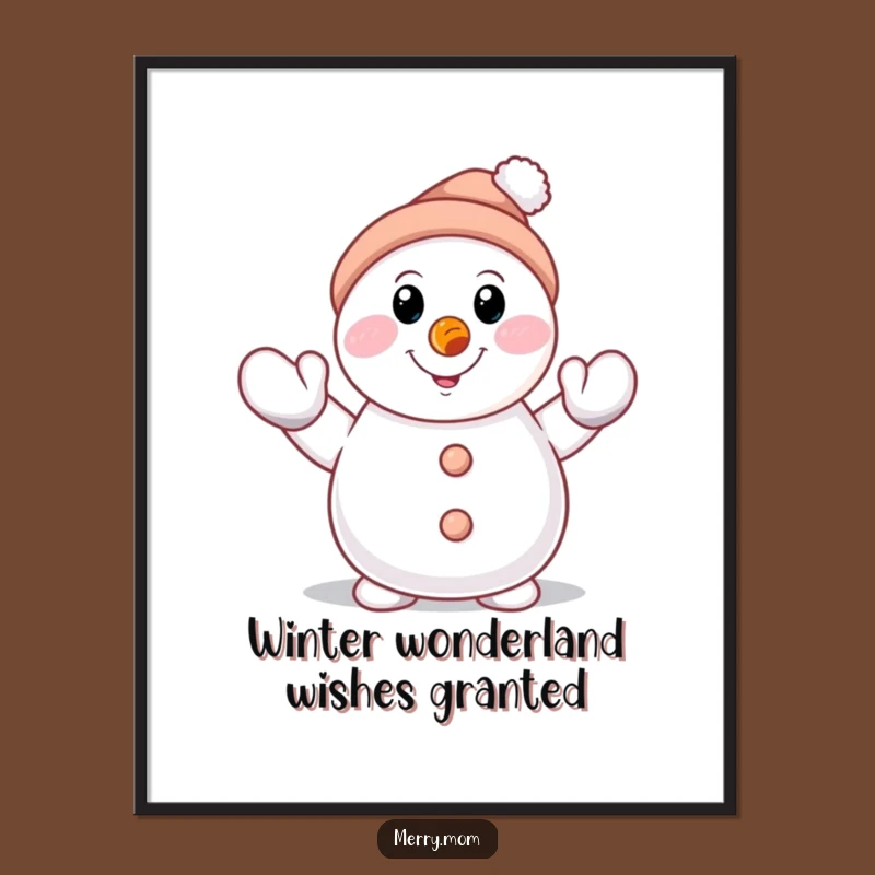 Free Printable Snowman Art: Waving Character Whimsical Decor Downloadable