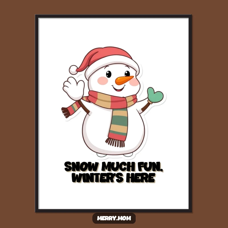 Free Printable Wall Art: Happy Snowman Jolly Wave Downloadable Poster