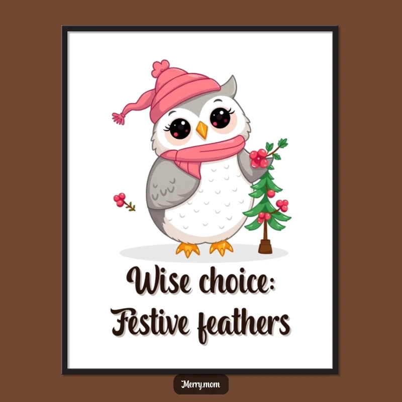 Free Printable Wall Art: Kawaii Owl Mom Decor, Downloadable Festive Art for Cozy Homes