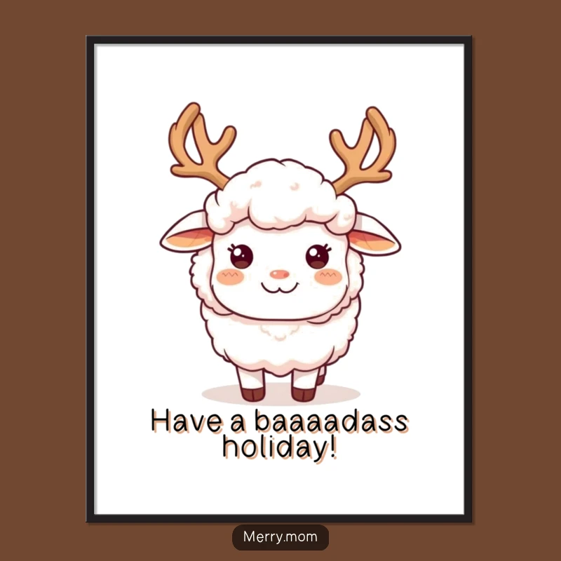 Funny Free Printable Wall Art: Fluffy Sheep with Antlers, Quirky DIY Downloadable Decor