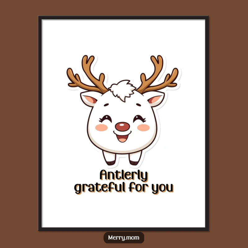 Funny Free Printable Wall Art: Reindeer Creature Smile Whimsy Downloadable Art
