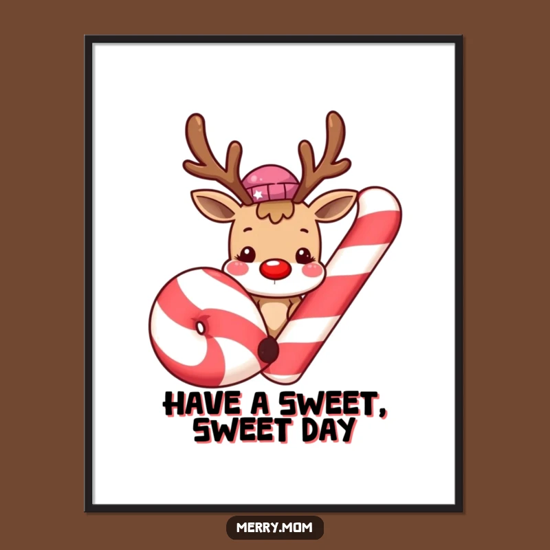 Funny Free Printable Wall Art: Reindeer Candy Cane Charm!