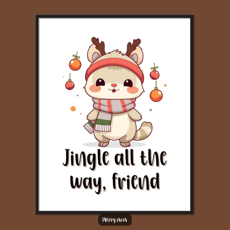 Funny Free Printable Wall Art: Juggling Creature Scarf Whimsy Downloadable Art