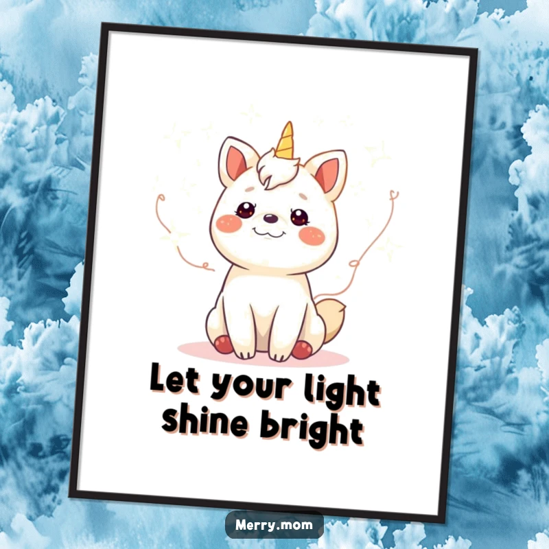 Funny Free Printable Wall Art: A gleeful animal amidst a constellation of twinkling fairy lights, creating a magical scene.