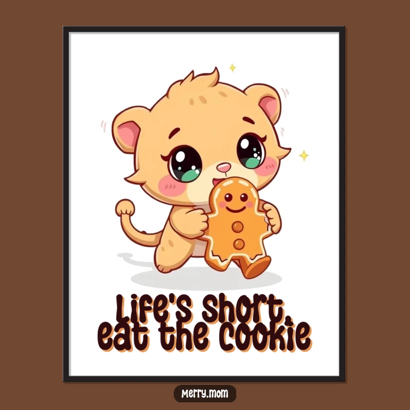 Add a dash of fun to your walls with this free printable art. A creature chasing a cookie brings playful energy. Print at home!