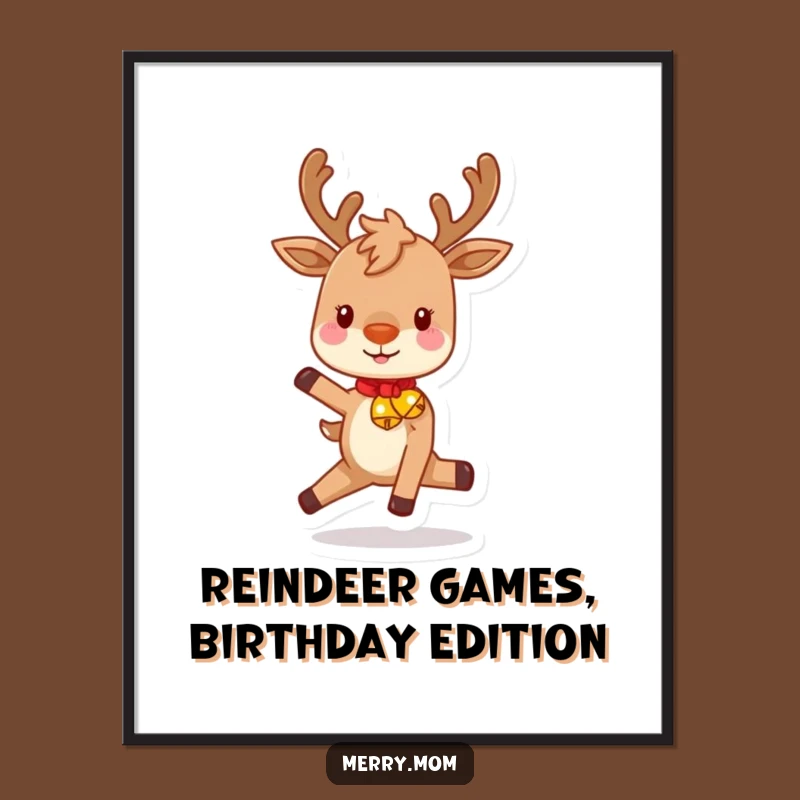 Free Printable Wall Art: Playful Reindeer Festive Prance Downloadable Poster