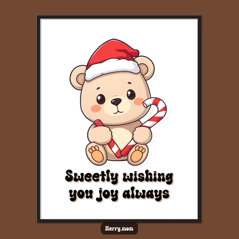 Free Printable Santa Bear Candy Cane Wall Art - Sweet Downloadable Decor