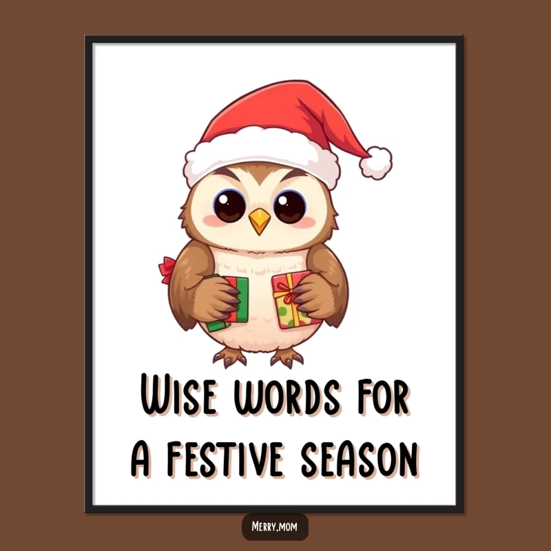 Free Printable Owl Santa Presents Wall Art - Funny Downloadable Decor