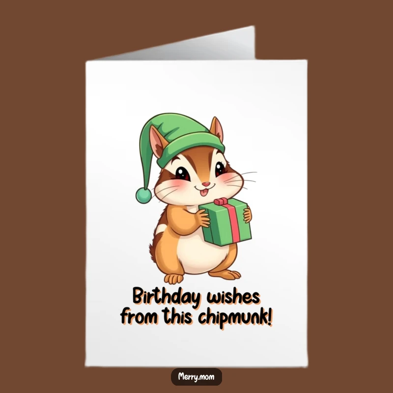 Free Printable Chipmunk Elf Present Birthday Card - Funny Downloadable Gift