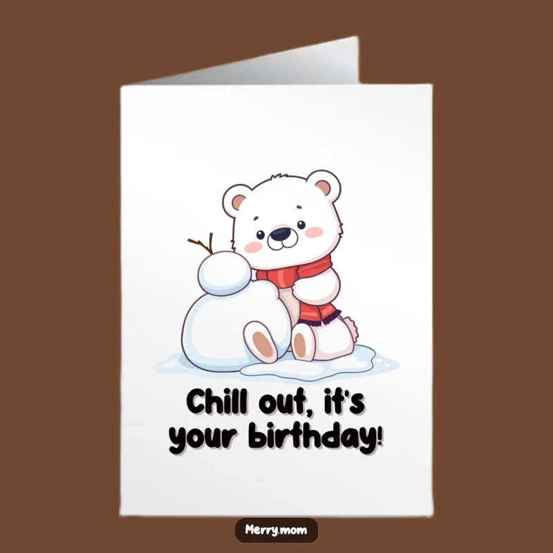Free Printable Birthday Card: Cheerful Kawaii Polar Bear, Funny Snowman Builder, Downloadable Gift