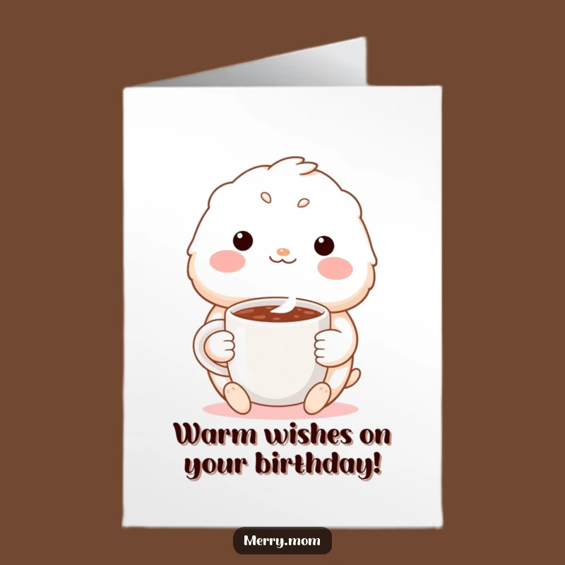 Free Printable Birthday Card: Cozy Creature Cocoa - Warm Downloadable Gift