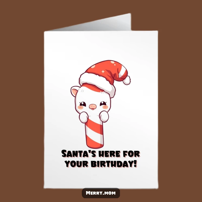 Free Printable Birthday Card: Funny Creature Santa Hat - Hilarious Downloadable Gift