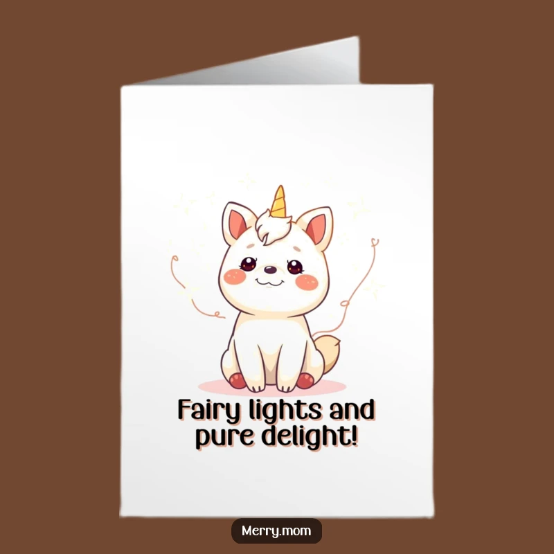 Free Printable Birthday Card: Gleeful Animal Fairy Lights Funny Downloadable Gift