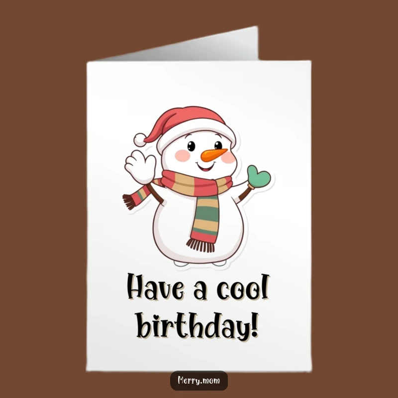 Free Printable Birthday Card: Happy Snowman Jolly Wave Downloadable Gift
