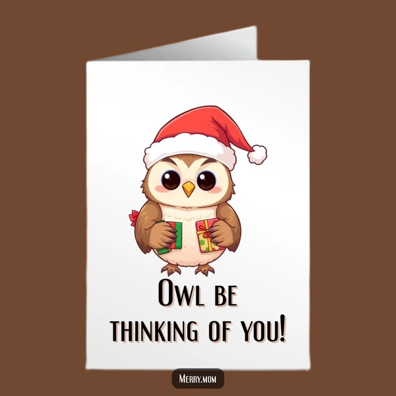 Free Printable Owl Santa Presents Birthday Card - Funny Downloadable Gift