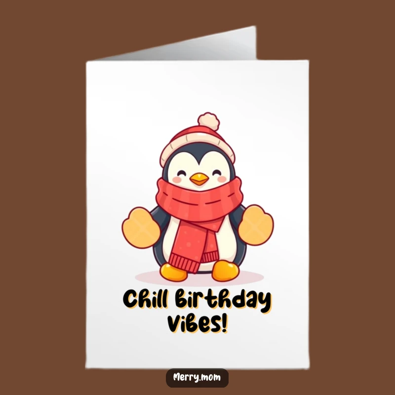 Free Printable Penguin Birthday Card: Festive Scarf Downloadable for a Cool Celebration