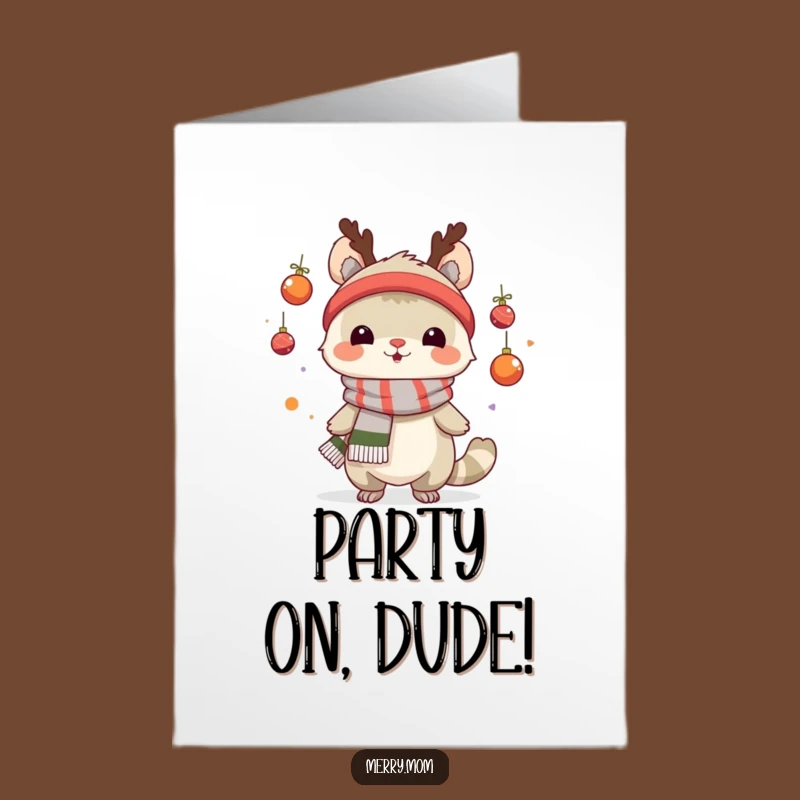 Funny Free Printable Birthday Card: Juggling Creature Scarf Humor Downloadable Gift