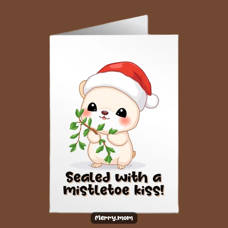 Funny Free Printable Birthday Card: Santa Animal Mistletoe Humor Downloadable Gift
