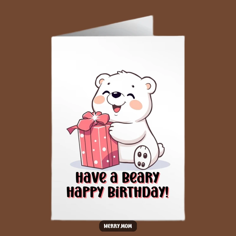 Free Printable Birthday Card: Smiling Polar Bear Sparkly Gift Downloadable Gift