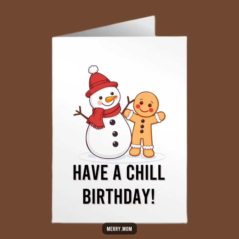 Free Printable Birthday Card: Snowman Gingerbread Man Funny Downloadable Gift