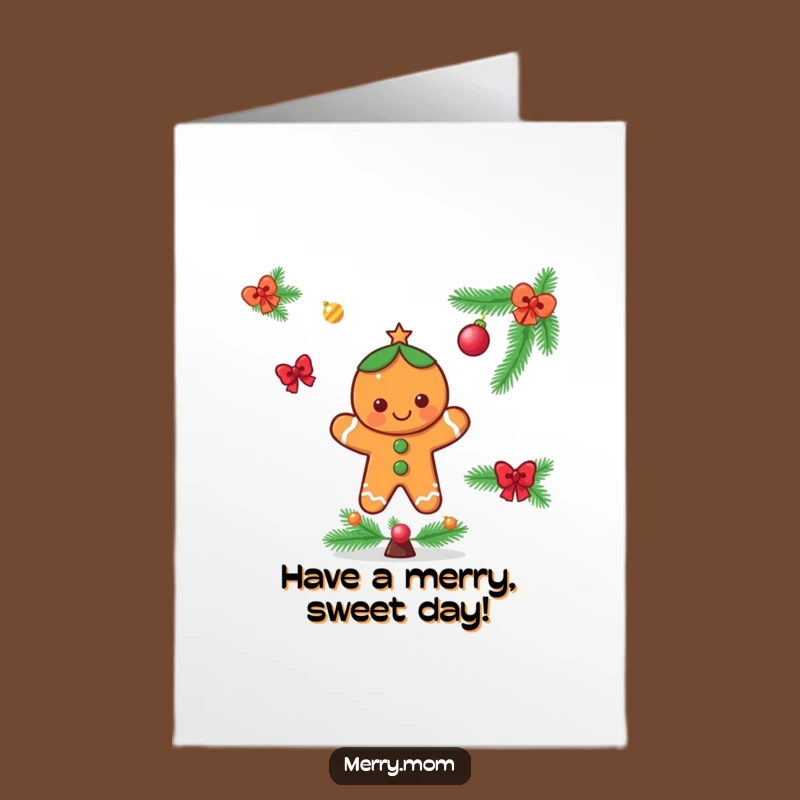 Free Printable Birthday Card: Gingerbread Man Decorating Funny Downloadable Gift