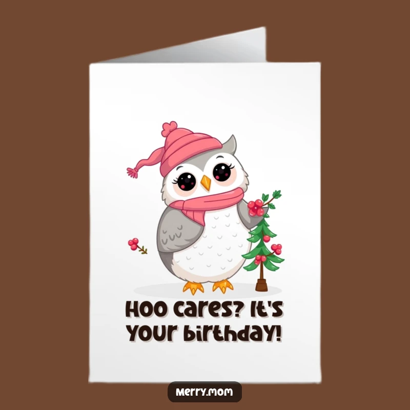 Free Printable Birthday Card: Kawaii Owl Mom Festive Fun, Downloadable Holiday Birthday Gift