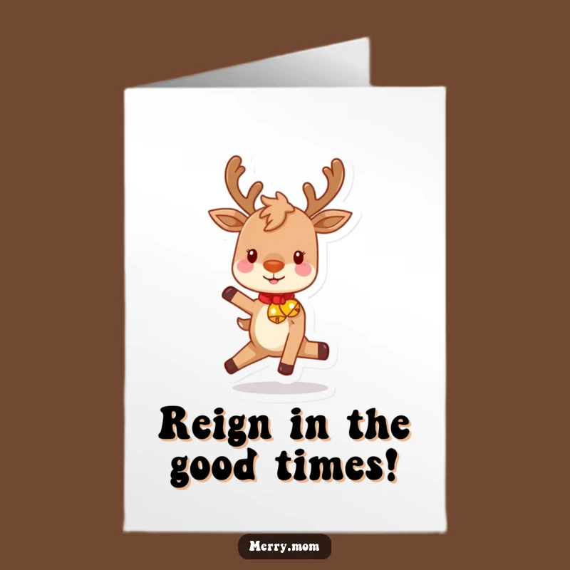Free Printable Birthday Card: Playful Reindeer Festive Prance Downloadable Gift