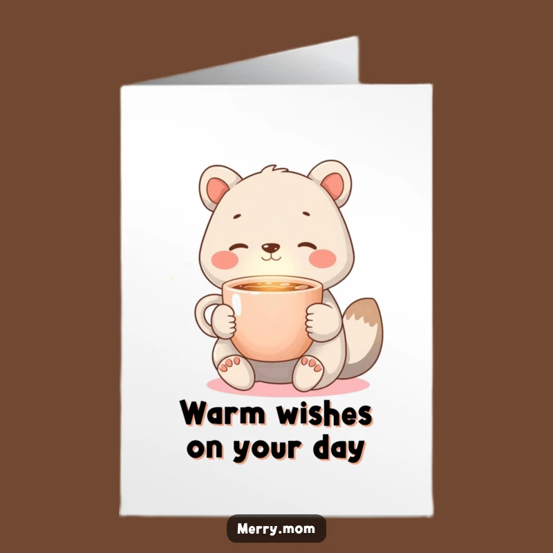 Free Printable Cozy Animal Birthday Card: Warm Cocoa Humor Downloadable Gift