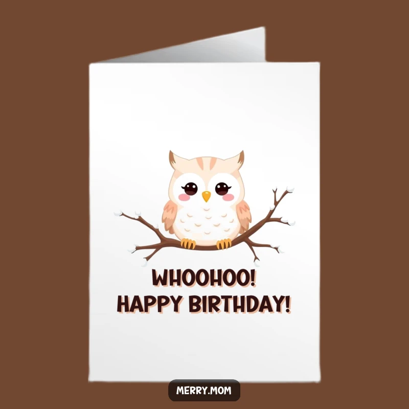 Free Printable Owl Birthday Card: Funny Snowy Downloadable Gift for Nature Lovers