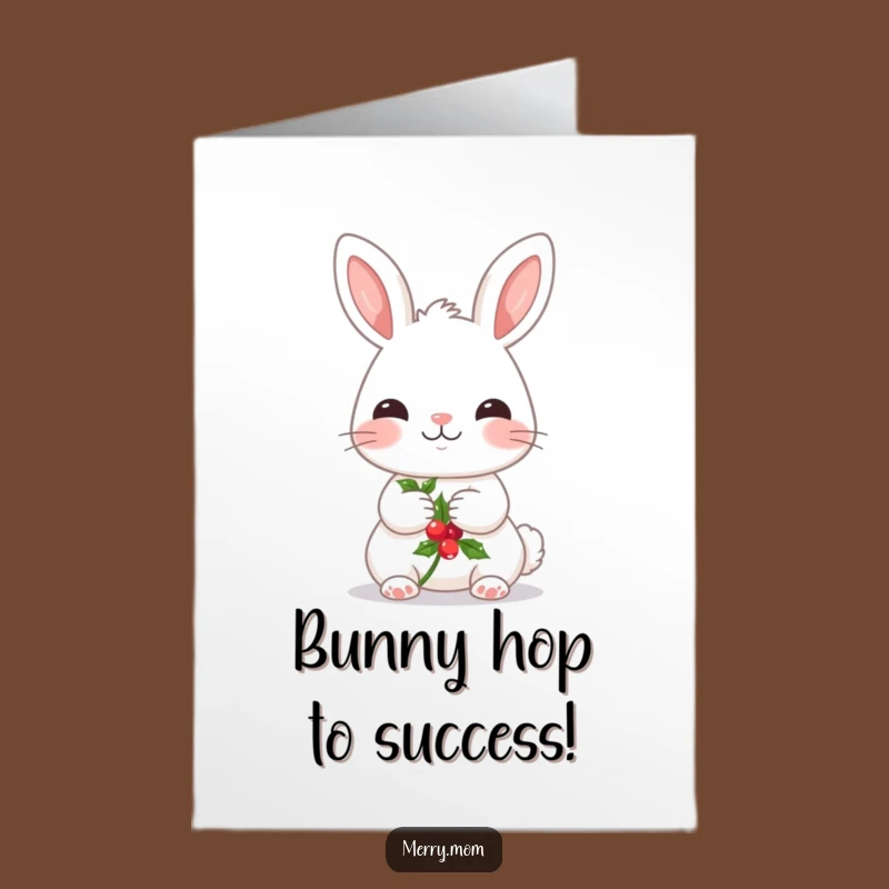 Free Printable Congrats Card: Kawaii Bunny Holly, Festive Celebration