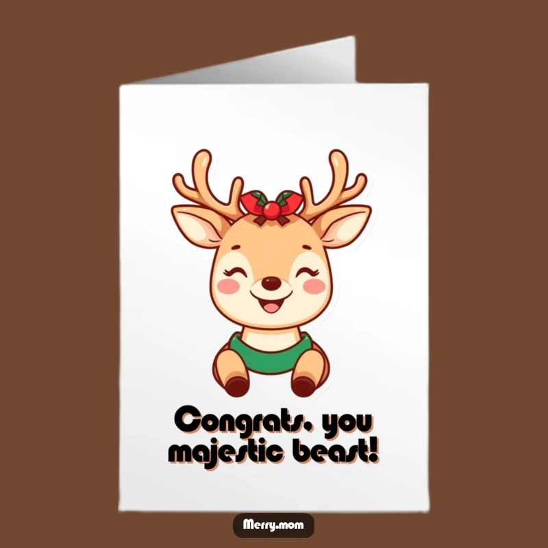 Free Printable Kawaii Deer Mom Congrats Card - Festive Antlers For Your Success
