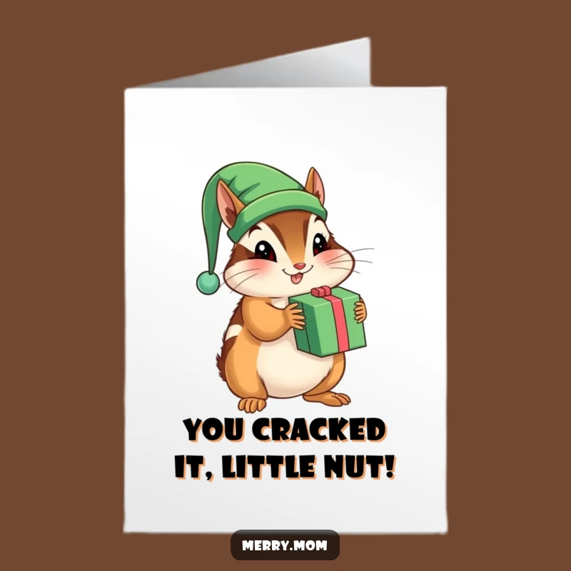 Free Printable Chipmunk Elf Present Congrats Card - Funny Downloadable