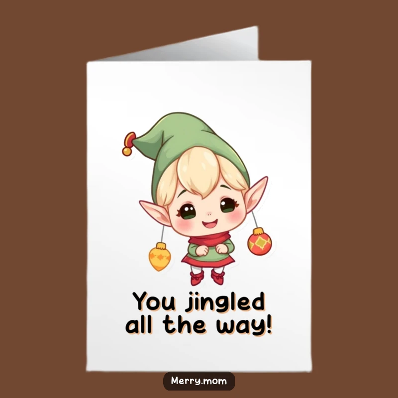 Free Printable Congrats Card: Cheerful Elf Decorating Celebration Downloadable