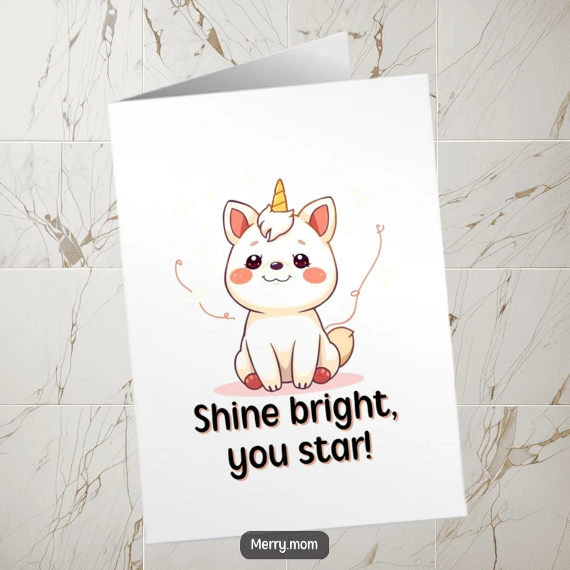 Funny Free Printable Congratulations Card: A gleeful animal bathed in twinkling fairy lights, celebrating a special moment.
