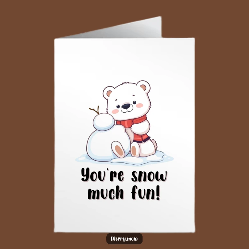 Free Printable Congrats Card: Kawaii Polar Bear's Snow Success, Funny Downloadable Greeting