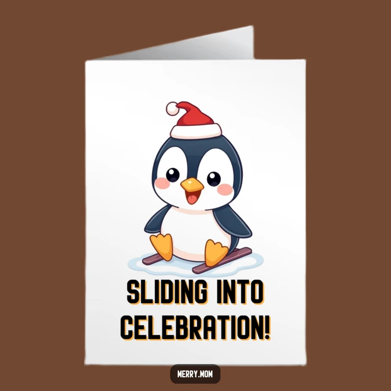 Free Printable Congrats Card: Penguin's Slippery Success - Downloadable Gift