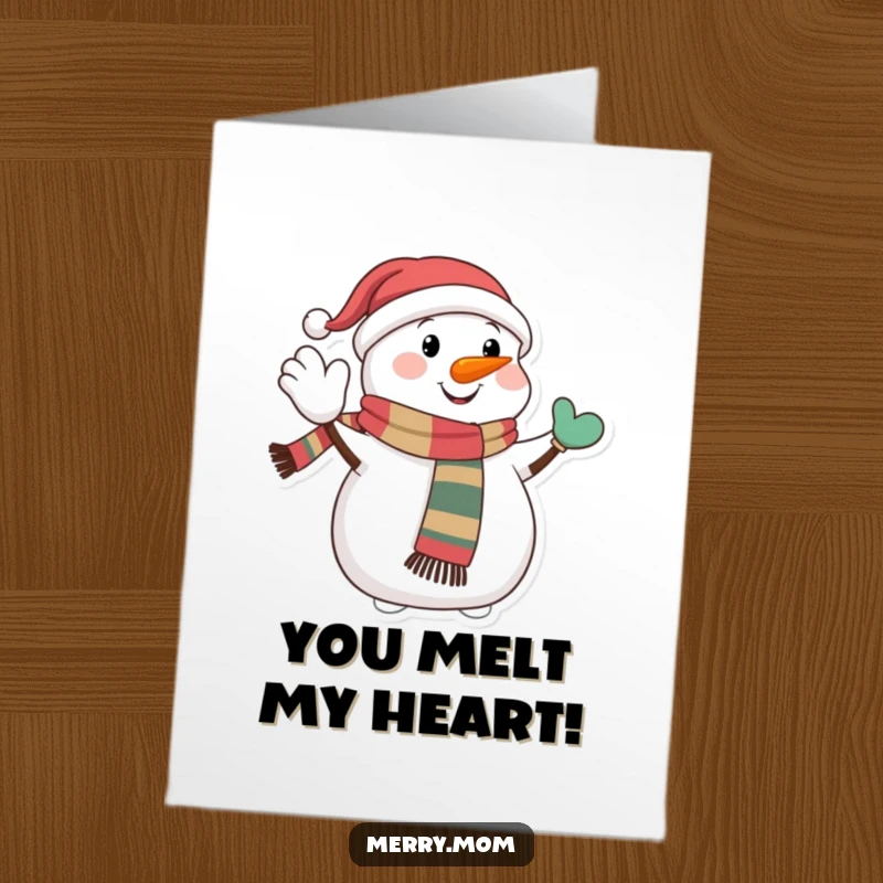 Festive Free Printable Congratulations Card: A happy snowman wearing a festive scarf gives a jolly wave, celebrating success.