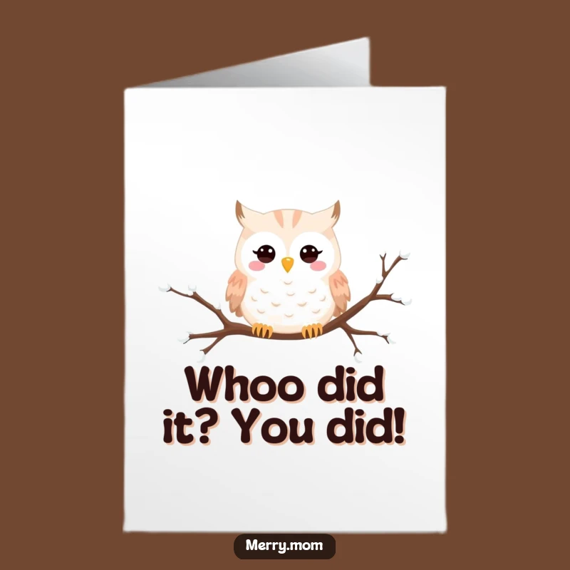 Free Printable Owl Congrats Card: Funny Snowy Downloadable Gift for Achievements
